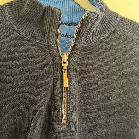 Tommy Bahama Quarter Zip Sweater Navy Sporty Preppy sz L Men’s Summer Casual - Picture 2 of 6